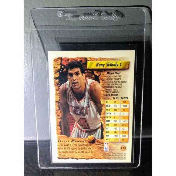 1993-94 Topps Finest Rony Seikaly #213 Basketball Card - Picture 2 of 2